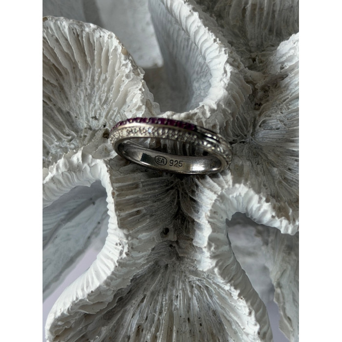 925 Sterling Silver Pink & White Spinel Ring Size 9