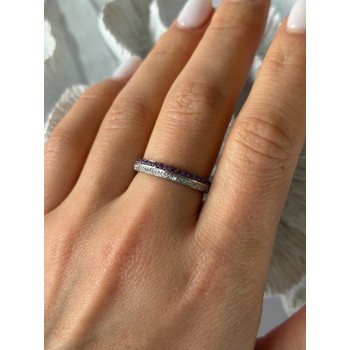 925 Sterling Silver Pink & White Spinel Ring Size 9