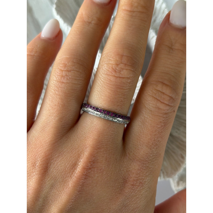 925 Sterling Silver Pink & White Spinel Ring Size 9