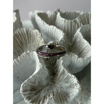 925 Sterling Silver Pink & White Spinel Ring Size 9