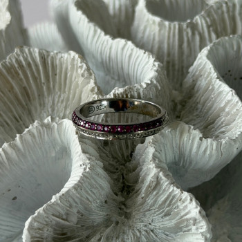 925 Sterling Silver Pink & White Spinel Ring Size 9