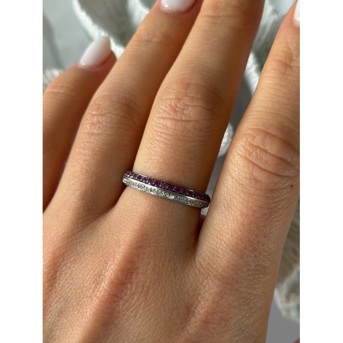 925 Sterling Silver Pink & White Spinel Ring Size 9