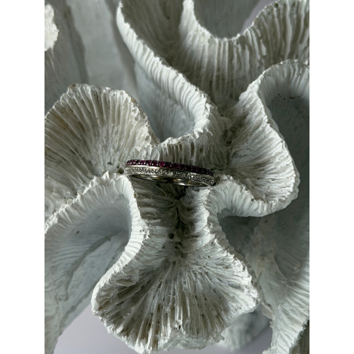 925 Sterling Silver Pink & White Spinel Ring Size 9