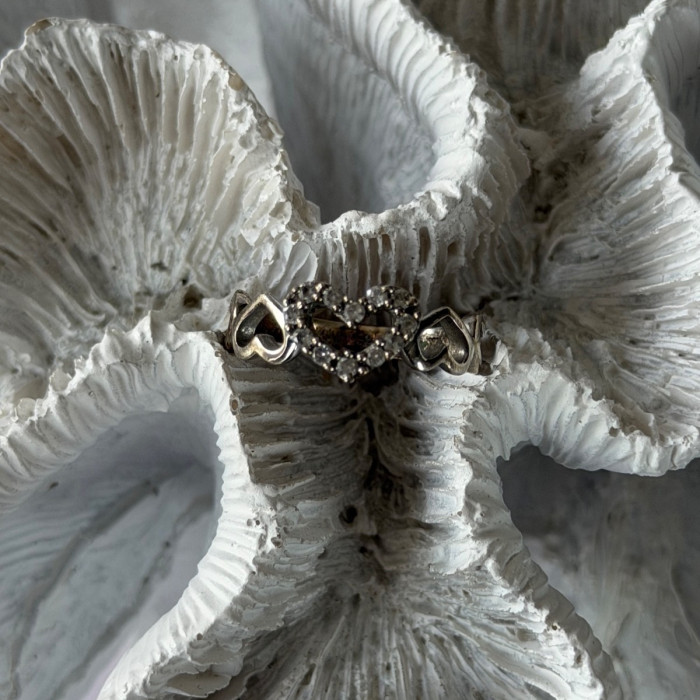 925 Sterling Silver White Topaz Heart Ring Size 7