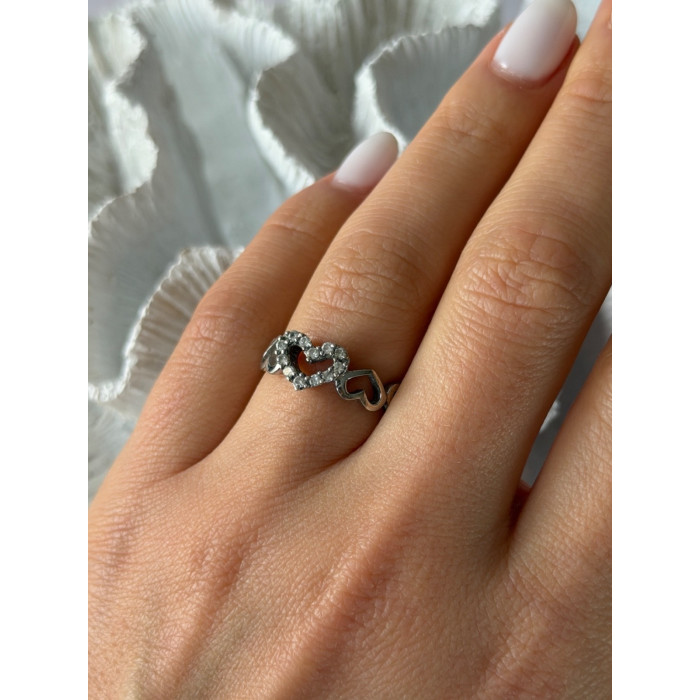 925 Sterling Silver White Topaz Heart Ring Size 7