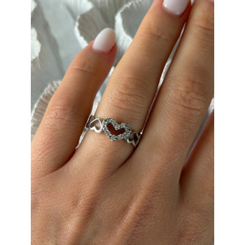 925 Sterling Silver White Topaz Heart Ring Size 7