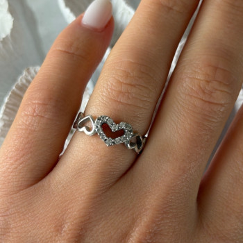 925 Sterling Silver White Topaz Heart Ring Size 7