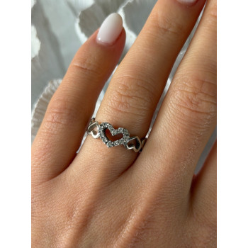 925 Sterling Silver White Topaz Heart Ring Size 7