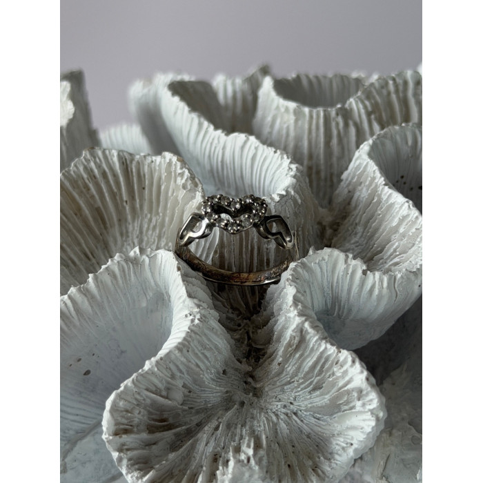 925 Sterling Silver White Topaz Heart Ring Size 7