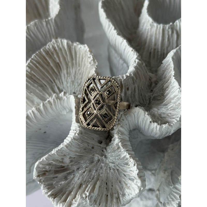 Vintage 925 Sterling Silver Marcasite Ring Size 6.5