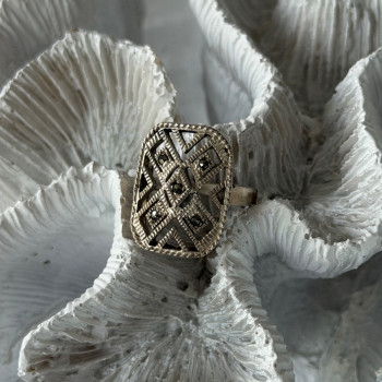 Vintage 925 Sterling Silver Marcasite Ring Size 6.5
