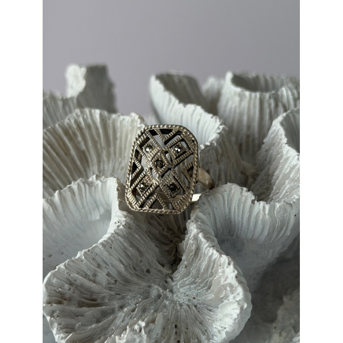 Vintage 925 Sterling Silver Marcasite Ring Size 6.5
