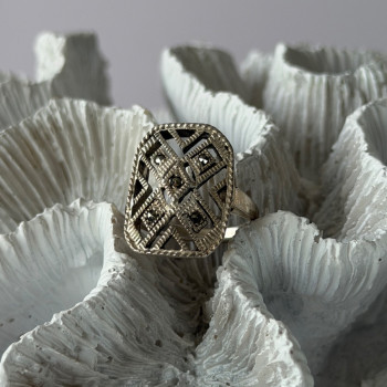 Vintage 925 Sterling Silver Marcasite Ring Size 6.5