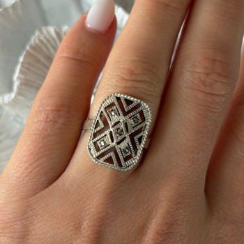 Vintage 925 Sterling Silver Marcasite Ring Size 6.5