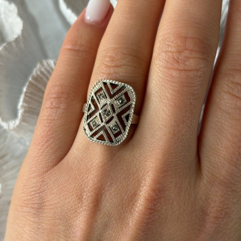 Vintage 925 Sterling Silver Marcasite Ring Size 6.5