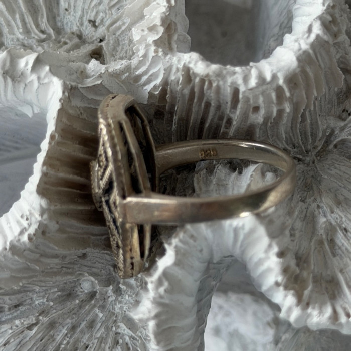 Vintage 925 Sterling Silver Marcasite Ring Size 6.5