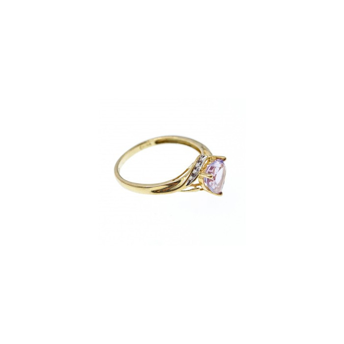 10K YELLOW GOLD TOURMALINE & DIAMONDS HEART RING SIZE 4.75