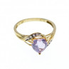 10K Yellow Gold Tourmaline & Diamonds Heart Ring Size 4.75