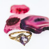 10K Yellow Gold Tourmaline & Diamonds Heart Ring Size 4.75
