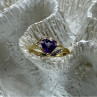 10K Yellow Gold Tourmaline & Diamonds Heart Ring Size 4.75