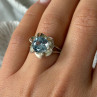925 Sterling Silver Blue Cz Flower Ring Size 7