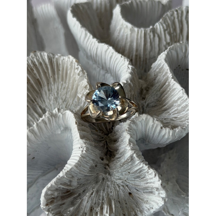 925 Sterling Silver Blue Cz Flower Ring Size 7