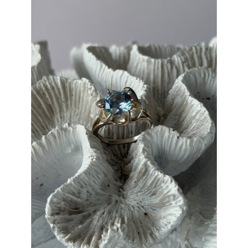 925 Sterling Silver Blue Cz Flower Ring Size 7
