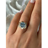 925 Sterling Silver Blue Cz Flower Ring Size 7