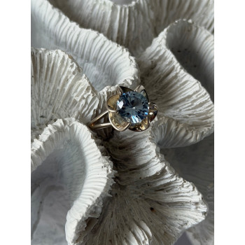 925 Sterling Silver Blue Cz Flower Ring Size 7