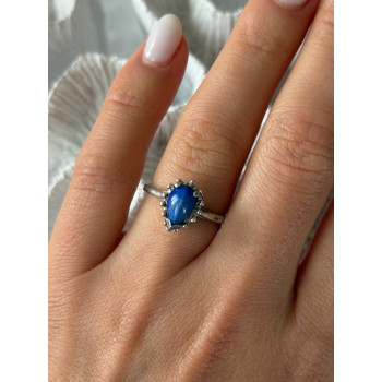 925 Sterling Silver Blue Star Sapphire Ring Size 7