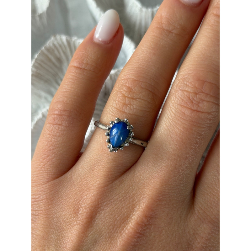 925 Sterling Silver Blue Star Sapphire Ring Size 7