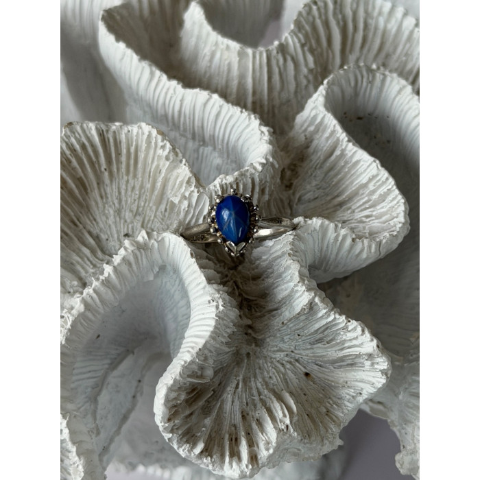 925 Sterling Silver Blue Star Sapphire Ring Size 7