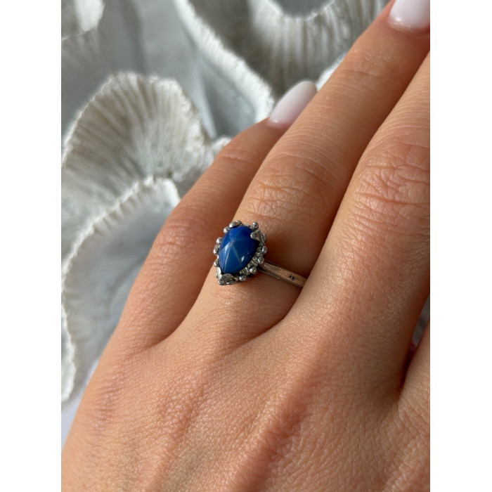 925 Sterling Silver Blue Star Sapphire Ring Size 7