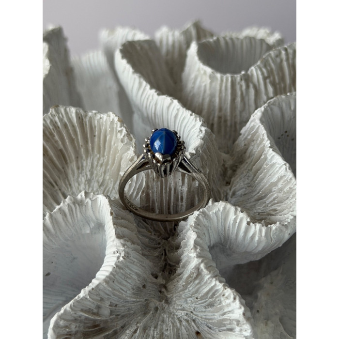 925 Sterling Silver Blue Star Sapphire Ring Size 7