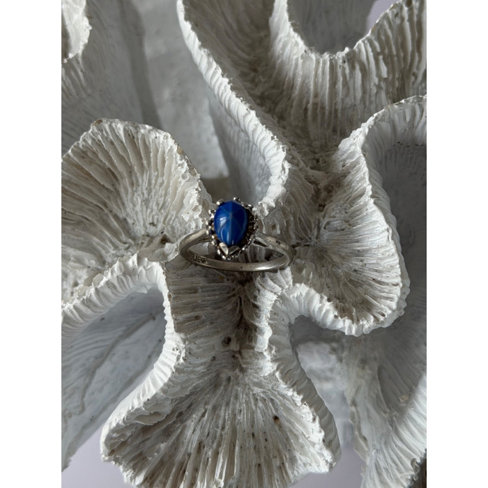 925 Sterling Silver Blue Star Sapphire Ring Size 7
