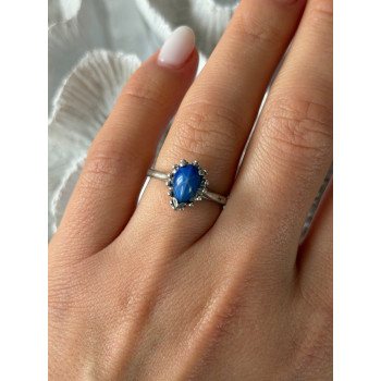 925 Sterling Silver Blue Star Sapphire Ring Size 7