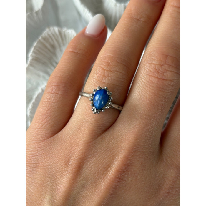 925 Sterling Silver Blue Star Sapphire Ring Size 7