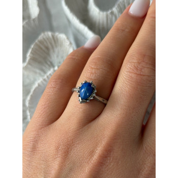925 Sterling Silver Blue Star Sapphire Ring Size 7