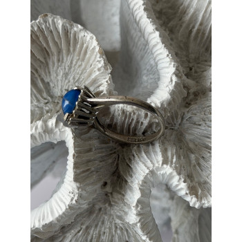 925 Sterling Silver Blue Star Sapphire Ring Size 7