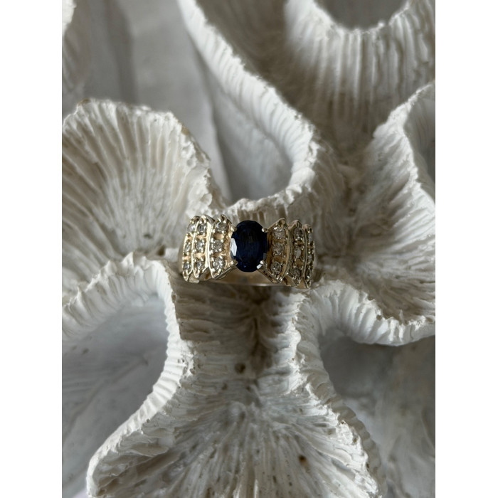 925 Sterling Silver Sapphire & Beryl Ring Size 7