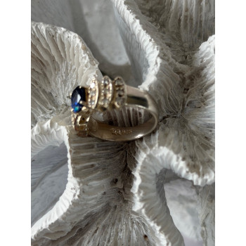 925 Sterling Silver Sapphire & Beryl Ring Size 7