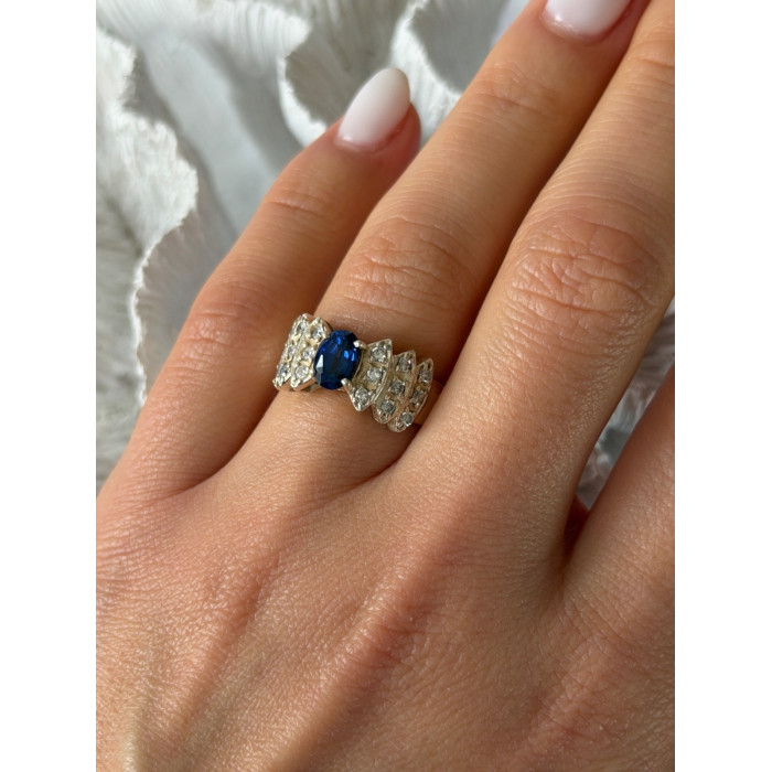 925 Sterling Silver Sapphire & Beryl Ring Size 7