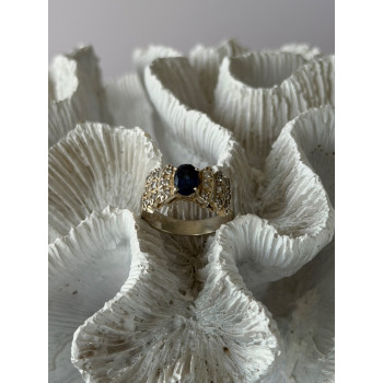 925 Sterling Silver Sapphire & Beryl Ring Size 7