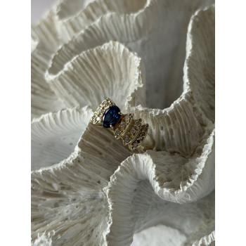 925 Sterling Silver Sapphire & Beryl Ring Size 7