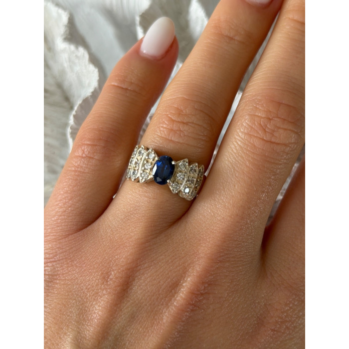 925 Sterling Silver Sapphire & Beryl Ring Size 7
