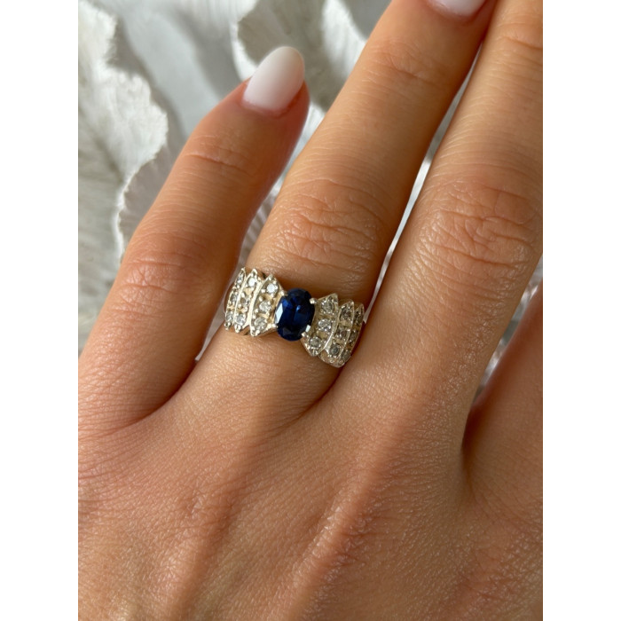 925 Sterling Silver Sapphire & Beryl Ring Size 7