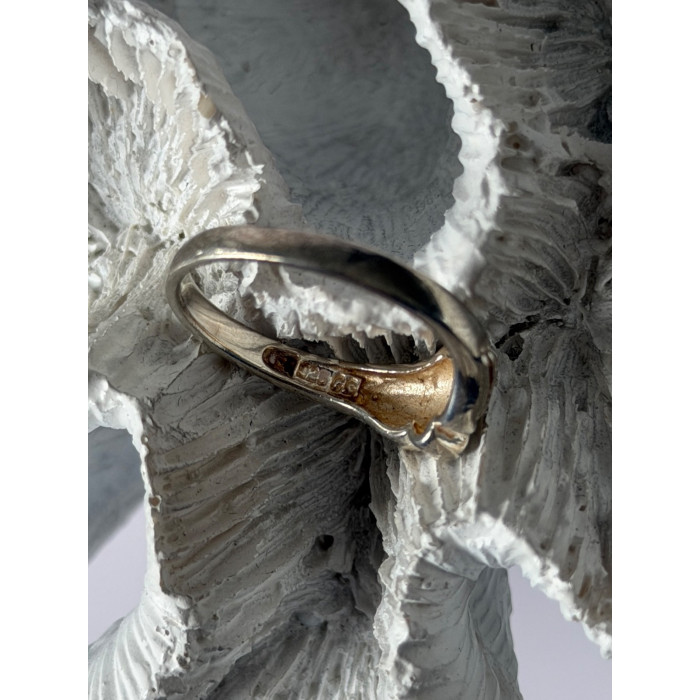 925 Sterling Silver Heart Wings Colorless Topaz Ring Size 9