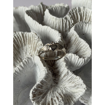 925 Sterling Silver Heart Wings Colorless Topaz Ring Size 9