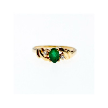 14K YELLOW GOLD  EMERALD & DIAMONDS RING SIZE 8