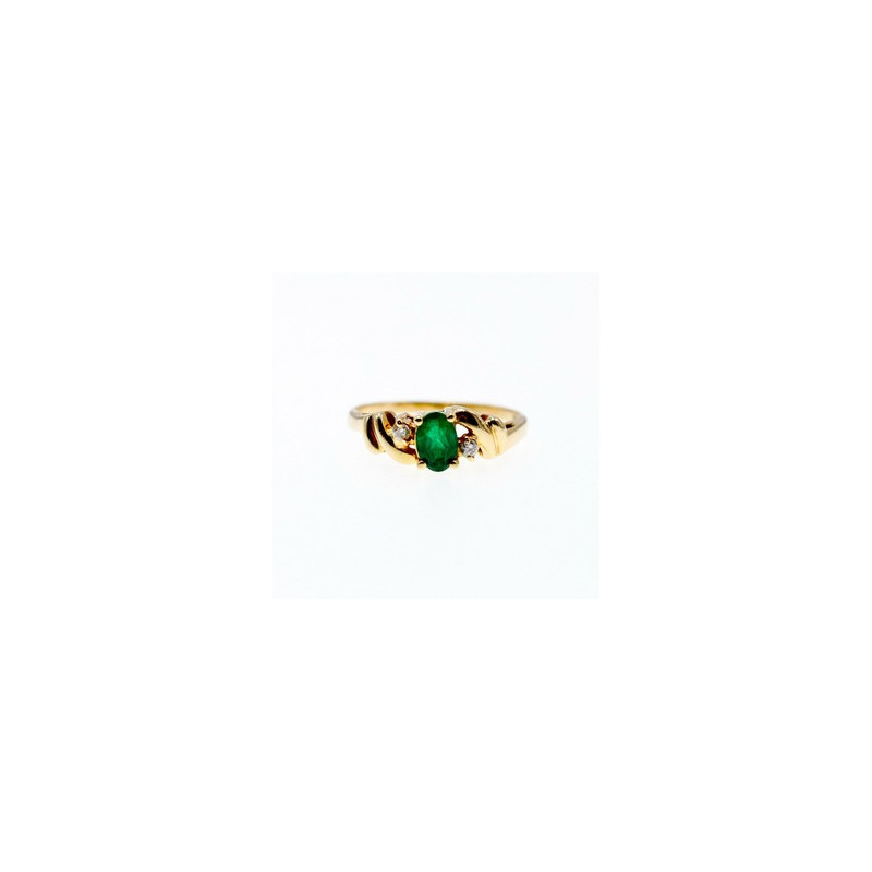 14K YELLOW GOLD  EMERALD & DIAMONDS RING SIZE 8
